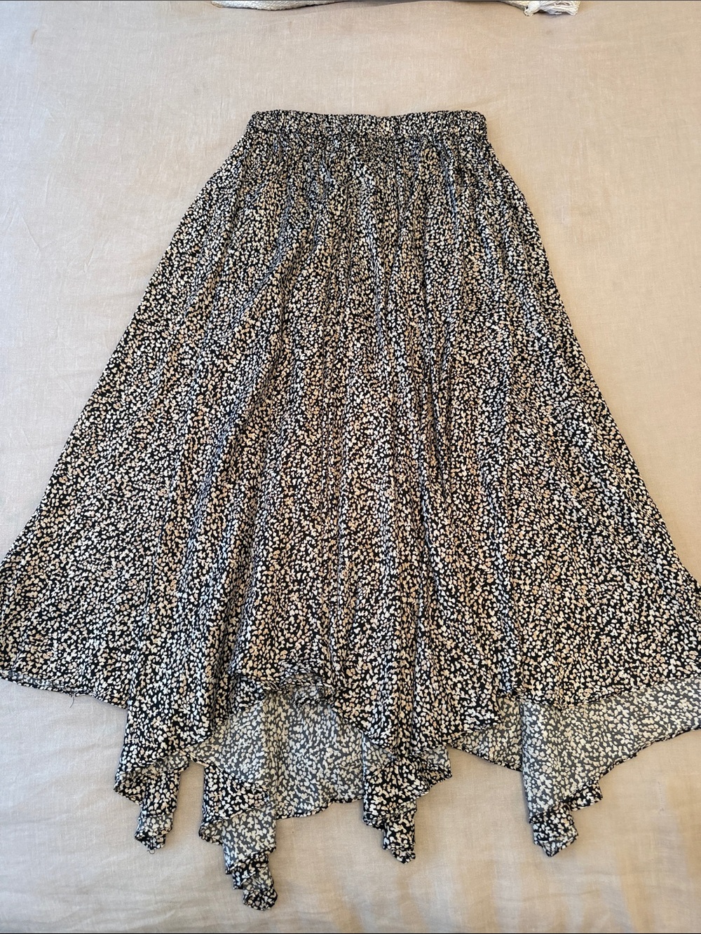 Anthropologie Black and White Asymmetrical Midi Skirt
